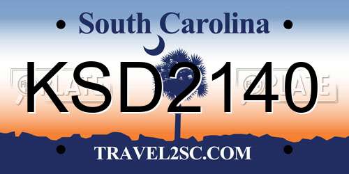 KSD2140 South Carolina License Plate