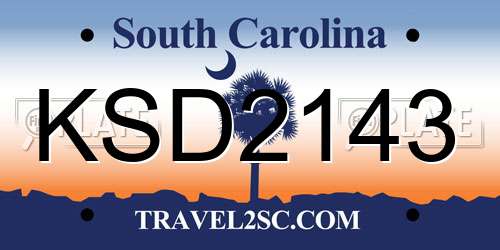 KSD2143 South Carolina License Plate