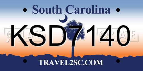 KSD7140 South Carolina License Plate