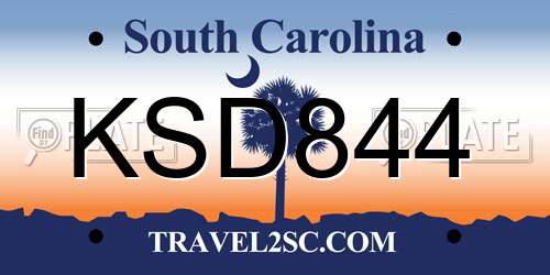 KSD844 South Carolina License Plate