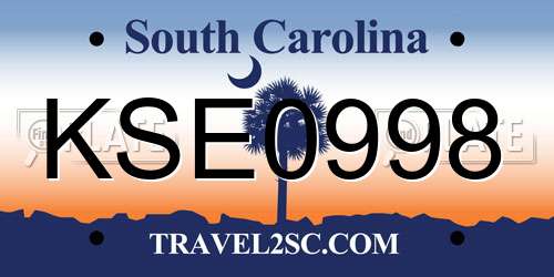 KSE0998 South Carolina License Plate