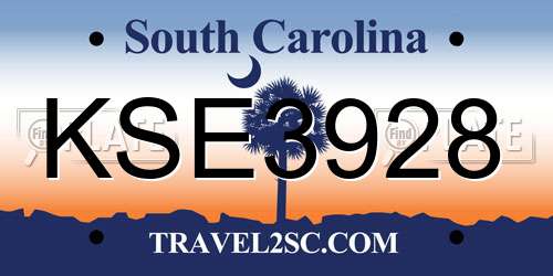 KSE3928 South Carolina License Plate