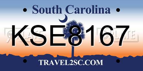 KSE8167 South Carolina License Plate