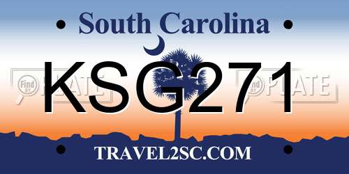 KSG271 South Carolina License Plate