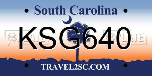 KSG640 South Carolina License Plate