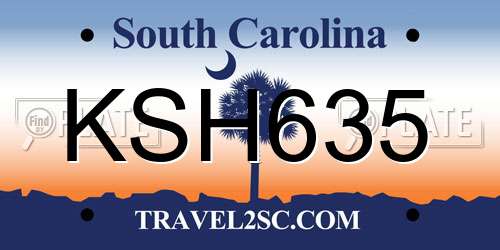 KSH635 South Carolina License Plate