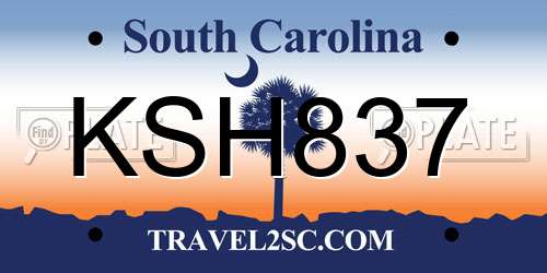 KSH837 South Carolina License Plate