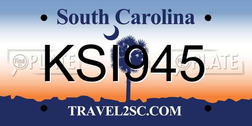 KSI945 South Carolina License Plate