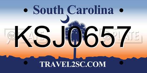 KSJ0657 South Carolina License Plate