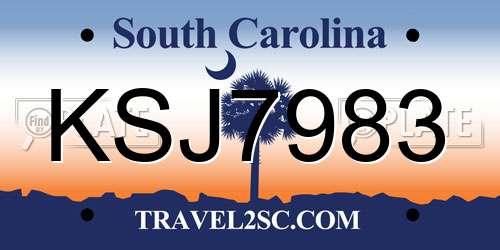 KSJ7983 South Carolina License Plate