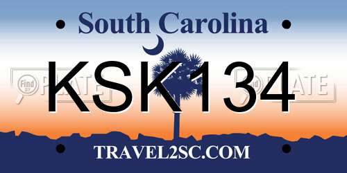 KSK134 South Carolina License Plate