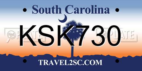 KSK730 South Carolina License Plate