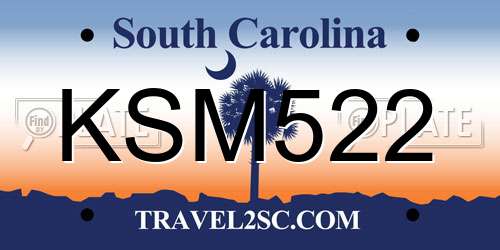 KSM522 South Carolina License Plate