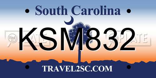 KSM832 South Carolina License Plate