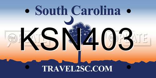 KSN403 South Carolina License Plate