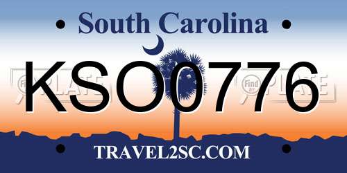 KSO0776 South Carolina License Plate