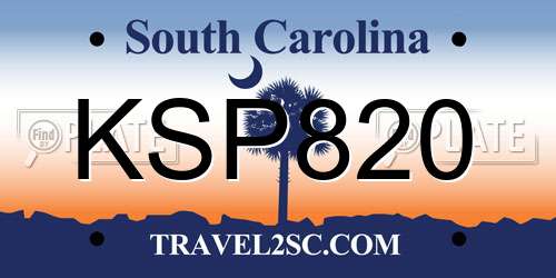 KSP820 South Carolina License Plate