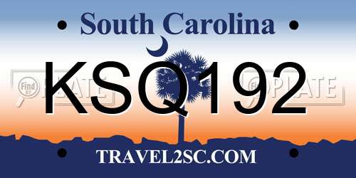 KSQ192 South Carolina License Plate