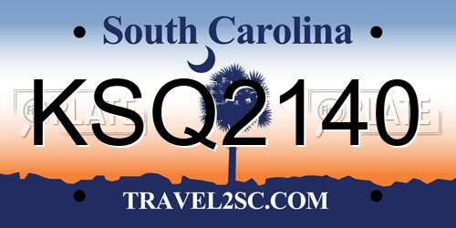 KSQ2140 South Carolina License Plate