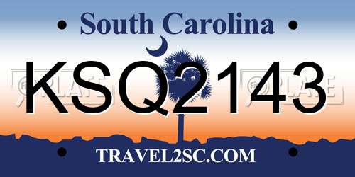 KSQ2143 South Carolina License Plate