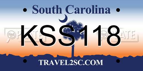 KSS118 South Carolina License Plate