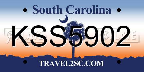 KSS5902 South Carolina License Plate