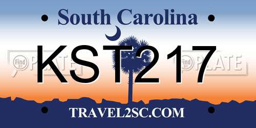 KST217 South Carolina License Plate