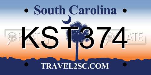 KST374 South Carolina License Plate