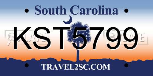 KST5799 South Carolina License Plate