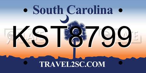 KST8799 South Carolina License Plate