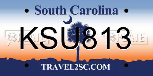 KSU813 South Carolina License Plate