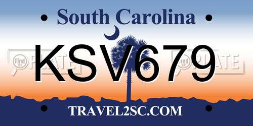 KSV679 South Carolina License Plate