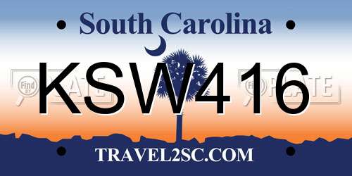 KSW416 South Carolina License Plate