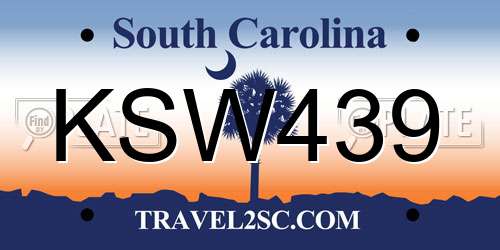 KSW439 South Carolina License Plate