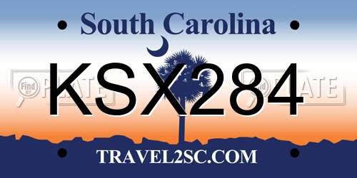 KSX284 South Carolina License Plate