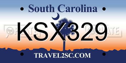 KSX329 South Carolina License Plate