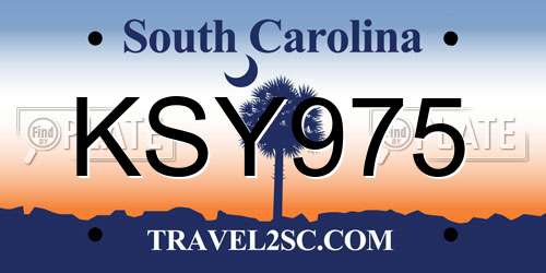 KSY975 South Carolina License Plate