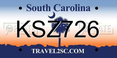 KSZ726 South Carolina License Plate