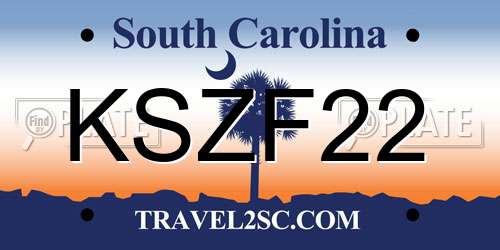 KSZF22 South Carolina License Plate
