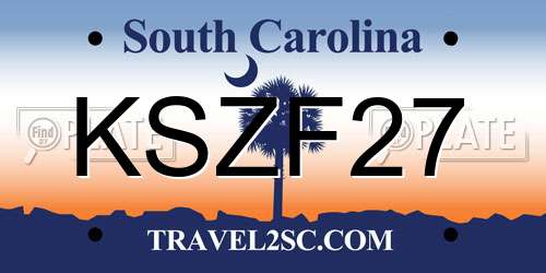 KSZF27 South Carolina License Plate