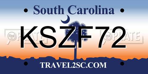KSZF72 South Carolina License Plate