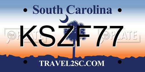 KSZF77 South Carolina License Plate