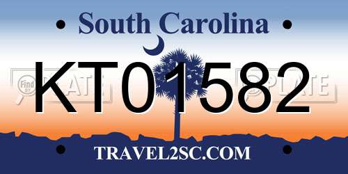 KT01582 South Carolina License Plate