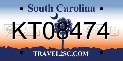 KT08474 South Carolina License Plate