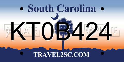KT0B424 South Carolina License Plate