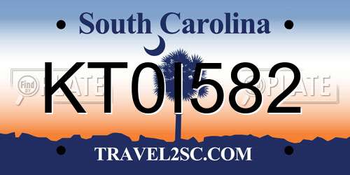 KT0I582 South Carolina License Plate