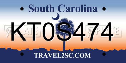 KT0S474 South Carolina License Plate