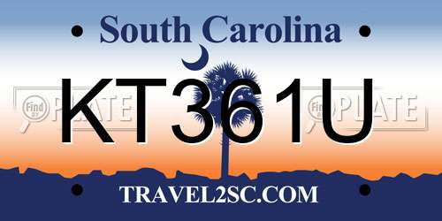 KT361U South Carolina License Plate