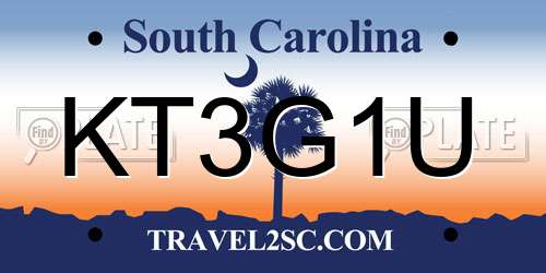 KT3G1U South Carolina License Plate