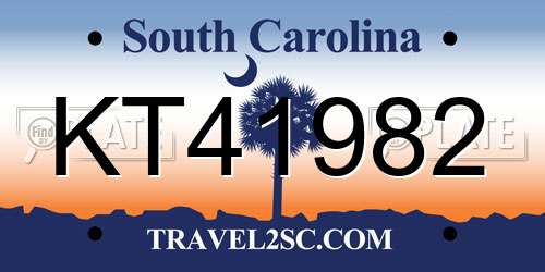 KT41982 South Carolina License Plate